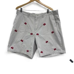 Castaway Crab‎ Embroidered Khaki Cotton Belt Loops Side Pockets Shorts size 40